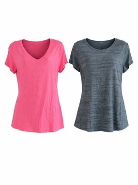 Apt. 9 Women’s Size M Tee Bundle Pink & Charcoal Gray Soft Stretch Tops